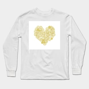 gold clover in romantic heart shape on white Long Sleeve T-Shirt